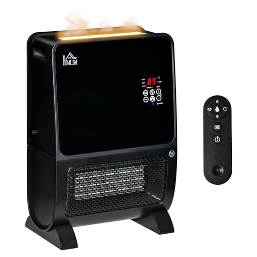 HOMCOM Calefactor Eléctrico Portátil 2000W 2 en 1 Calefactor Cerámico con Humidificador Función de Desinfección Luces LED Control Remoto Temporizador Termostato para Sala de 30 m² 33x21x49,5 cm Negro