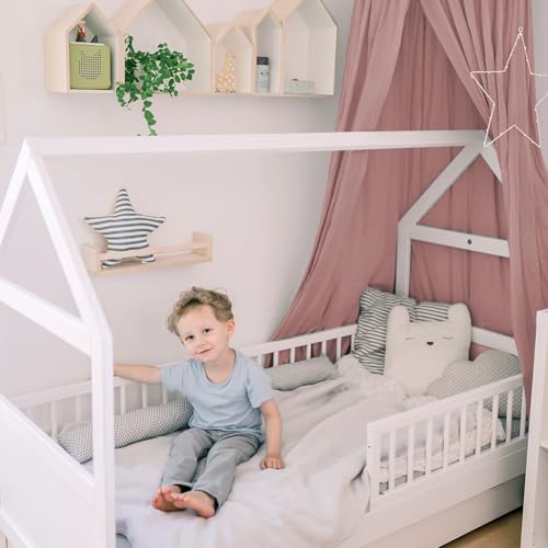 Dosel de cama infantil de algodon color rojo ladrillo para habitacion de bebe 7
