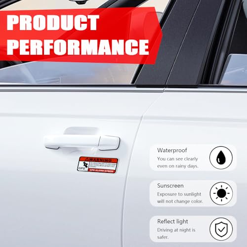 Image of 3PCS 1.6 x 3.2 Inch Warning GPS Alarm System Car Stickers, Automotive Decals, Self Adhesive Car Warning Stickers, Vinyl Car Window S tickers Car Exterior Accessories Universal for SUV Van
