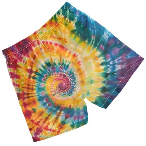 Pigsaly Boys Swim Trunks Rainbow Tie Dye Painting Boys Board Shorts Swimsuit Swimwear Summer Bathing Suit S2