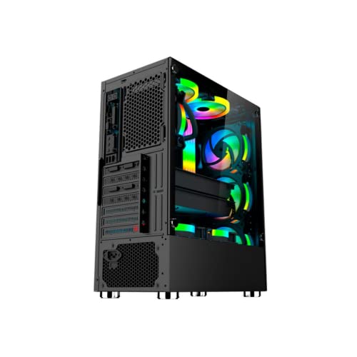 GABINETE HAYOM GAMER LAT DIR VIDRO TEMPERADO LED RGB FRONTAL 02 BAIAS ATX/MICRO-ATX/MINI-ATX S/FONTE