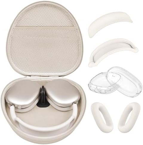 Hartschalen-Schutzhülle für AirPods Max 2, unterstützt Schlafmodus, Reise-Kopfhörerhülle mit AirPods Max 2/1, klare Ohrmuschel-Abdeckung, Silikon-Ohrpolster, Kopfbandabdeckung, schützende tragbare