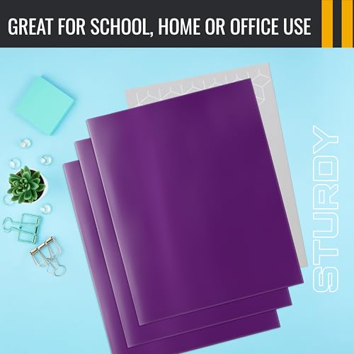 Image of Better Office Products 2 Pocket Glossy Laminated Purple Paper Folders, Letter Size, Purple Paper Portfolios, Box of 25