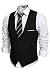 Coofandy Men's V-neck Sleeveless Slim Fit Jacket Casual Suit Vests, Black, Large
