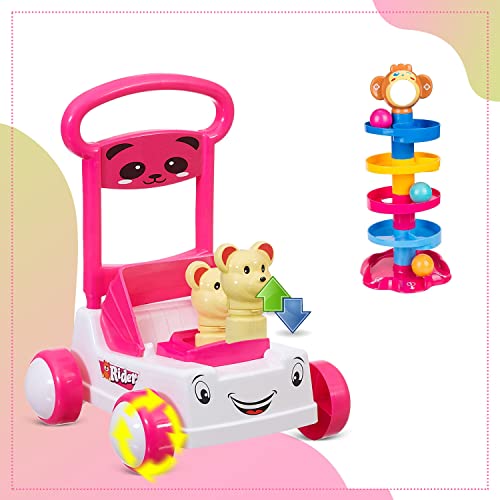 NHR-First-Step-Sit-to-Stand-Activity-Baby-Push-Walker-with-Drop-Ball-Combo-Pack-9-Months-to-18-Months-Pink
