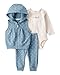 Carter's Baby Girls' 3 Piece Vest Little Jacket Set (Quilted Blue/Ivory, 24 Months)