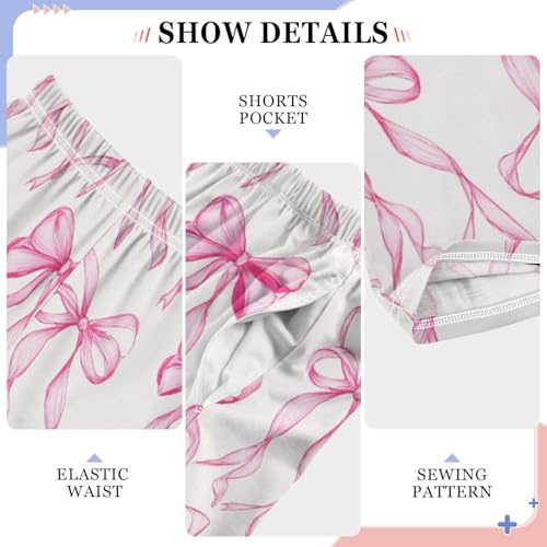 Pajama Bottoms, Ribbon Bows Pink Pajamas Pant Sleep Long Pants Lounge Wear Sleepwear Soft Pjs4