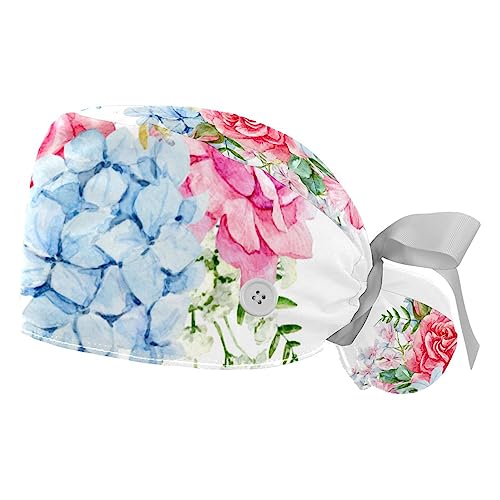 Berret Bouffant Contre la Transpiration au Travail | 2 Calots Réglables Unisexe VERED Fleurs
