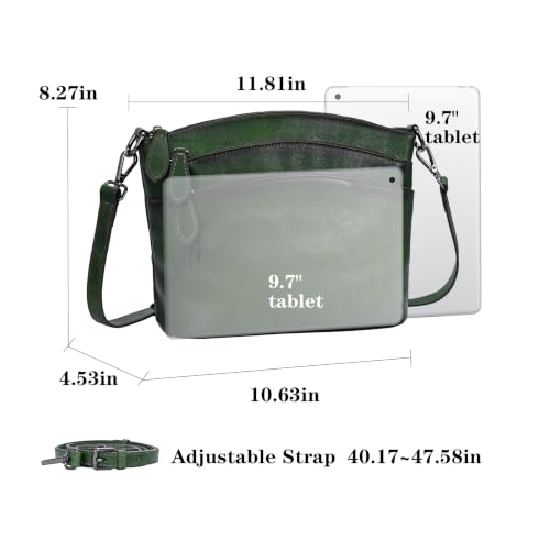 Image of HESHE Crossbody Bags for Women Genuine Leather Purses with Multi-Pockets Vintage Ladies Small Shoulder Satchel Bag
