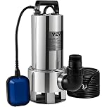 VEVOR Pompa Sommersa Elettrica da Drenaggio per Acque Sporche 1300W da Giardino Laghi Pozzo, Elettropompa a Immersione per Drenaggio di Acque Sporche Nere Scure 10A 1300W per Piscina Giardino Pozzetto