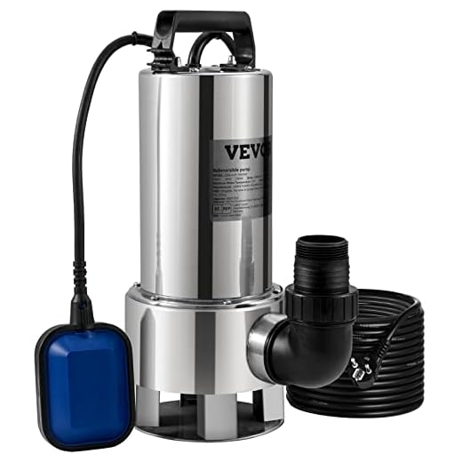 VEVOR Pompa Sommersa Elettrica da Drenaggio per Acqua Sporca 1300W da Giardino Laghi Pozzo, Elettropompa a Immersione per Acque Nere Scure 10A 1300W per Piscina, Pozzetto