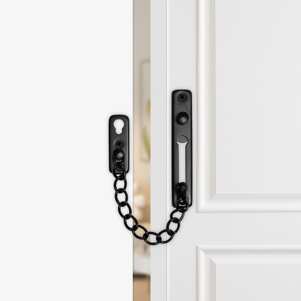 2 Piezas Cerrojo Cadena Puerta Interior Seguridad Cerradura de Cadena de Puerta Antirrobo Cadena de Puerta de Acero Inoxidable con 8 Tornillos y 1 Cuchillo de Tornillo Para Puertas y Ventanas