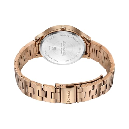 Image of Sonata Axis with Quartz Analog Ivory MOP Premium Multifunction Design Dial IP RG Strap Watch for Women - 87119WM02
