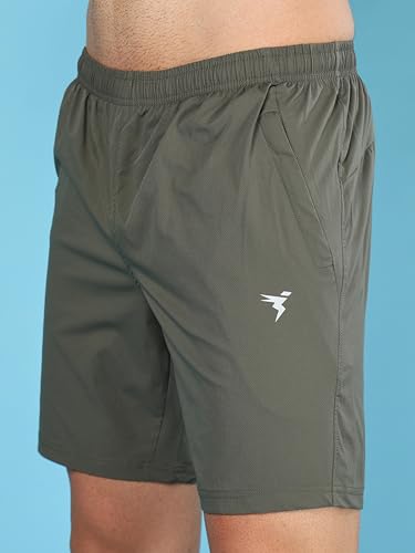 Image of TECHNOSPORT Men's Solid Woven Slim Fit Shorts for Running, Sports & Gym Workout with 2 Way Stretch