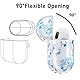 VISOOM Clear Case Kompatibel mit Airpods 4th Generation 2024, Unterstützung drahtloses Aufladen, Stoßfest, Weiches TPU Transparent Reduced Yellowing für AirPods 4 Cases mit Reinigungssatz(Blaue Blume)