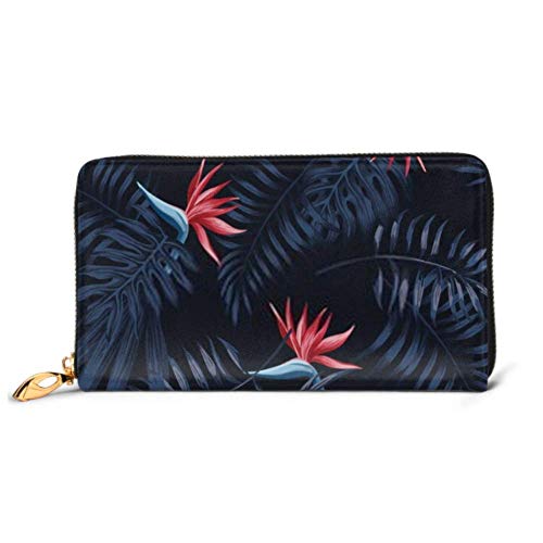 Preisvergleich Produktbild JHGFG Mode Handtasche Reißverschluss Brieftasche Exotische Tropische Blumen Vogelparadies Strelitzia Telefon Clutch Geldbörse Abendkupplung Blocking Leder Brieftasche Multi Card