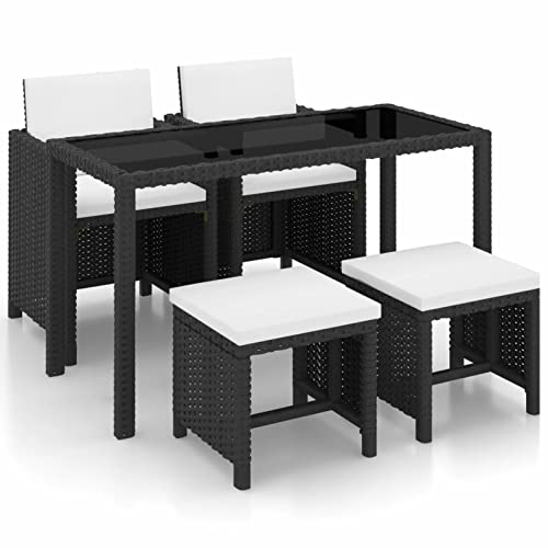 Xichuzi Set Comedor de jardín 5 Piezas y Cojines, Conjunto Mesa Y Sillas Terraza, Muebles para Jardin Y Terraza, Conjunto Muebles Exterior Terraza, ratán sintético Negro