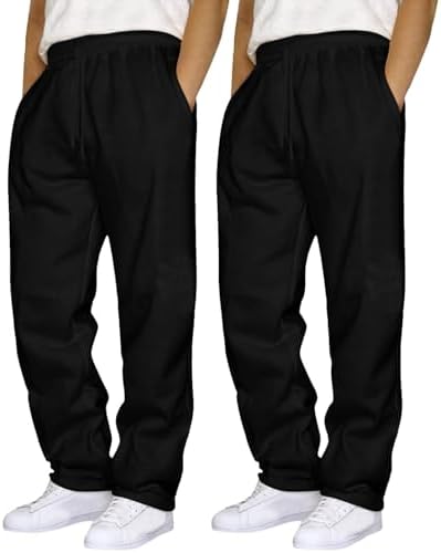 Franterd Sweatpants for Men Baggy Straight Leg Casual Gym Pants Elastic Waist Athletic Jogger Lounge Sweat Pants with Pockets