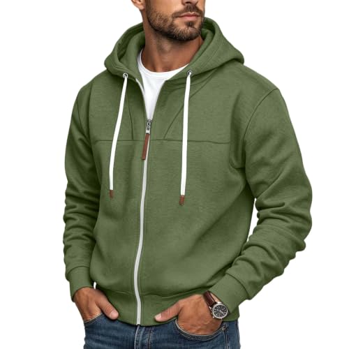 Mens Full Zip Hoodies Fashion Fleece Drawstring Hooded Sweatshirts Jackets - image 2