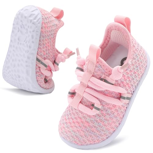 Image of Besroad Baby Boys Girls First Walking Shoes Infant Crib Shoes Breathable Slip On Sneaker Lightweight Barefoot Shoe for Babies