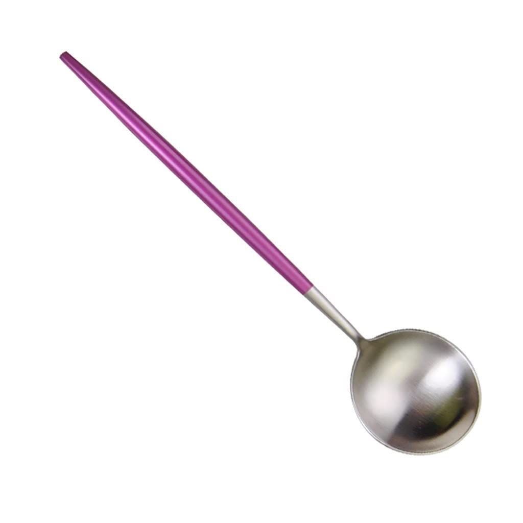 NGDFGR The Spoon,Set Of 10 Gravy Ladle,Stainless Steel Colored Iced Tea Spoons Coffee Spoons Cold Drink Spoon Long Tablespoon Soup Spoons/Blackaa/B,Purpleaa-B