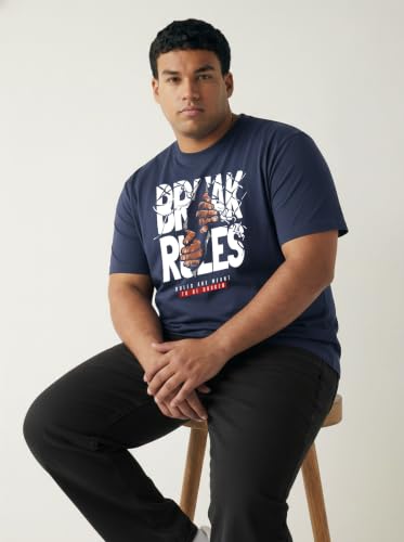Image of Men Plus Size Printed Cotton Round Neck Half Sleeve Regular Fit T-Shirt