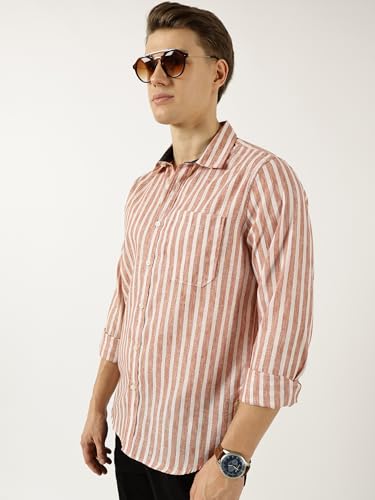 Image of Thomas Scott Men's | Striped | Full Sleeve | Slim Fit | Polyester Blend | Single Pocket | Spread Collar | Casual Shirt