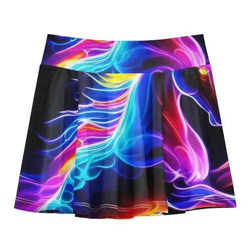 Girls' Shorts Athletic Skorts Glowing Colorful Horse Black Toddlers Tennis Skirts Custom Flowy Skort 3t