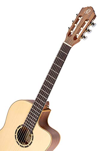 Ortega Guitars Guitare Electro-acoustique Concert Thinline – Série Family – Manche Fin – Housse incluse – acajou / table épicéa (RCE125SN) - Les Beatles, Paul McCartney, John Lennon, RIngo Starr, George Harrison Ortega Guitars Guitare Electro-acoustique Concert Thinline - Série Family - Manche Fin - Housse incluse - acajou / table épicéa (RCE125SN) – Image 4
