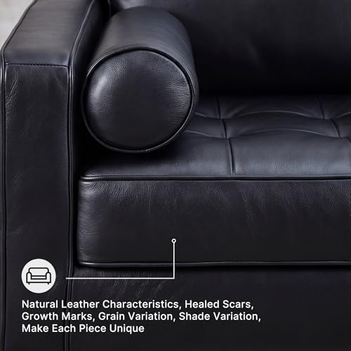 Image of Signature Design by Ashley Bryceview Contemporary Leather Match Tufted Sofa with 2 Bolster Pillows, Black