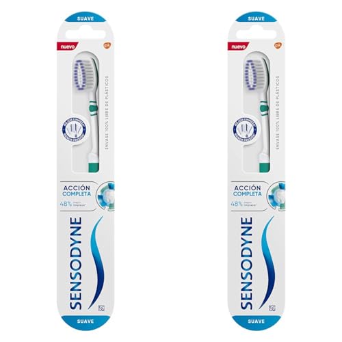 Sensodyne Acción Completa, Cepillo de dientes, Funciona con batería, Para Limpieza Eficaz y Suave Sin Presión de los Dientes Sensibles (Paquete de 2)