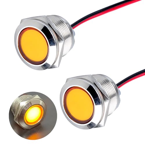 Luz indicadora de metal 22mm IP67 piloto LED amarillo para panel de control corriente alterna 110-220V