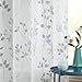 Beauoop Floral Linen Semi Sheer Curtains 84 Inches Long 2 Panels for Living Room Bedroom Grey Farmhouse Flower Patterned Light Filtering Textured Grommet Top Window Treatments Drapes, 50x84 2 Set