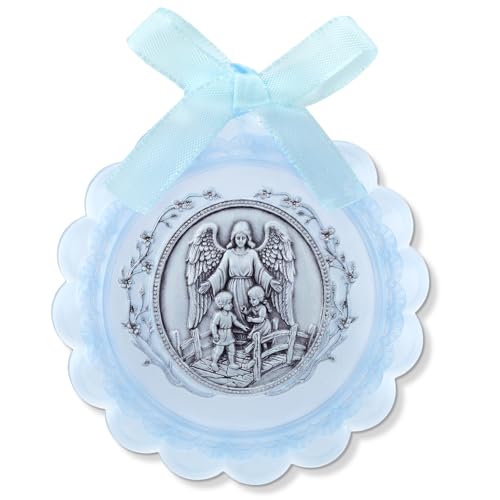 Médaille ange gardien bleu Kenning, cadeau de baptême et de naissance original 8,6cm