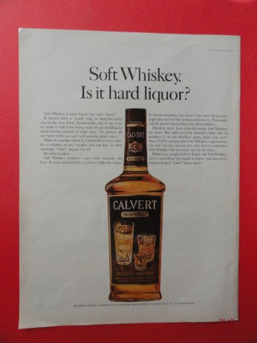 Calvert Extra Whiskey,1963 print advertisement (big bottle.) original vintage magazine Print Art.