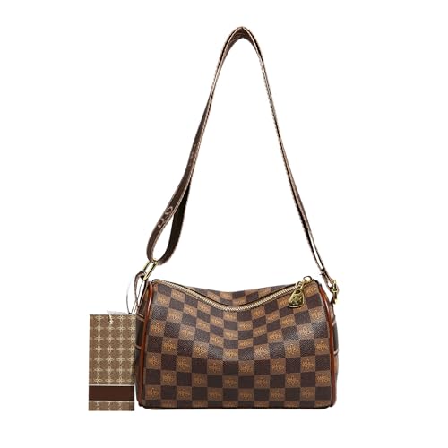 Checkered Crossbody Bags for Women,Vegan Leather Shoulder Handbags whit Adjustable Shoulder Strap