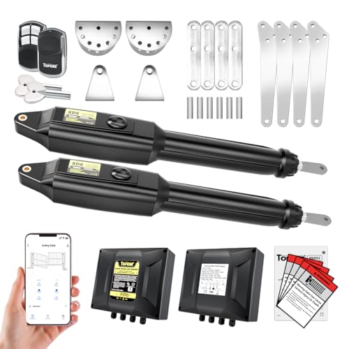 TOPENS XD852 Smart Gate Opener for Heavy Duty Dual Swing Gates Up to 18ft per Arm, Automatic Gate Opener with App Control AC Powered Remote Control Kit Solar Compatible TOPENS XD852 Smart Gate Opener for Heavy Duty Dual Swing Gates Up to 18ft per Arm, Automatic Gate Opener with App Control AC Powered Remote Control Kit Solar Compatible