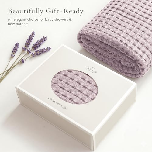 Image of Konssy Waffle Baby Blanket for Boys & Girls, Soft Newborn Swaddle Blanket | Waffle Knit, Cozy Crib Blanket Neutral for Nursery, Stroller Toddler Bed, Machine Washable, 41 inch x 37 inch(Purple)
