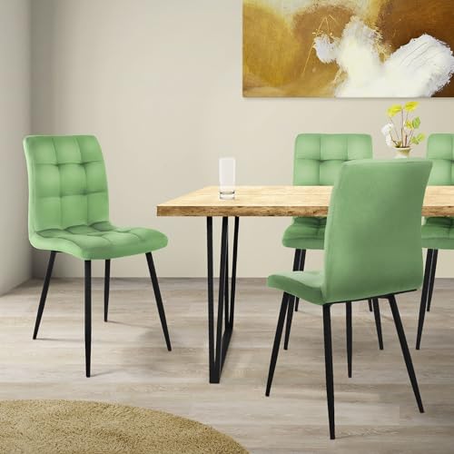 Ml-Design Set De 4x Sillas De Comedor Con Respaldo Asiento Ergonómico Acolchado Tapizado De Terciopelo Verde Salvia Con Patas De Metal Sillón De Diseño Moderno Para Mesa De Salón, Escritorio O Cocina Ml-Design Set De 4x Sillas De Comedor Con Respaldo Asiento Ergonómico Acolchado Tapizado De Terciopelo Verde Salvia Con Patas De Metal Sillón De Diseño Moderno Para Mesa De Salón, Escritorio O Cocina