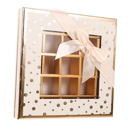 FOMIYES 2 peças caixa de chocolate com compartimentos bege caixa para bombons e com janela transparente para aniversários e dia dos namorados