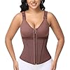 SHAPSHE Waist Trainer Corset for Women Tummy Control Sport Workout Body Shaper Vest for Women Postpartum Gym Zipper Mocha