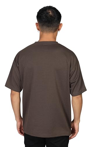 Image of SHODOX Men Oversized T Shirt Solid Dotted Design | Round Neck Loose Fit Drop Shoulder Casual T-Shirt for Men