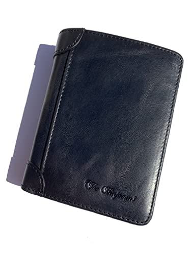 Semper Paratus Gear The Benjamin$ Genuine Cowhide Leather Trifold Wallet Gifts for travel Billfold includes Gift Box | RFID Blocking | Genuine Leather for men (Navy)