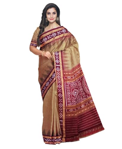 Image of COTTONSILK & KHANDUAPATA Women Ethnic Odisha Sambalpuri Printed Pure Cotton Saree|Multicolor