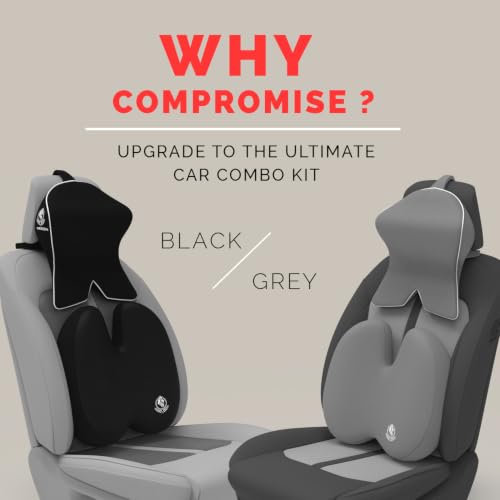 Image of MRRON Large Back Support Neck Rest for Chair & Car Seat, Orthopaedic Lumbar Support Memory Foam Backrest Cushion Designed for Back Pain Relief Pillow for Comfortable Sitting (Black, Back)