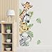 44.88 x 11.75 Inch Watercolor Jungle Animal Wall Decals - Forest Safari Elephant Lion Monkey Stickers for Baby Nursery, Playroom, Bedroom, Classroom, Kindergarten Decor