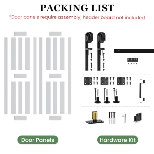 Image of 28'' x 84'' White Bifold Barn Door with Hardware Kit Included