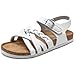 Torotto Girls Sandals with Cork Footbed Adjustable Buckle Casual Slides Sandals Open Toes Flat for Kids Toddler(LHJ674/White,37)