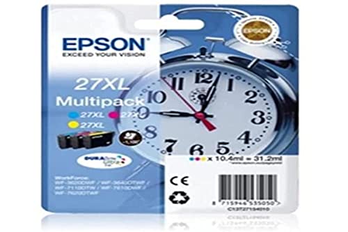 Epson Multipack 27XL Réveil, Cartouches d'encre d'origine XL Haute capacité, Cyan, Magenta, Jaune, WF-3620DWF/WF-3640DTWF/WF-7110DTW/WF-7210DTW/WF-7610DWF/WF-7620DTWF/WF-7710DWF/WF-7715DWF/WF-7720DTWF