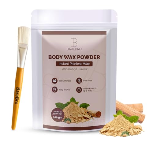 Image of Sandalwood Hair Removal Wax Powder for Women & Men | Professional & Painless Herbal Wax Powder with Natural Ingredients for All Skin Types | Quick, Easy to Apply Hair Removal for Smooth Skin with No Irritation or Skin Rashes 100 Gms